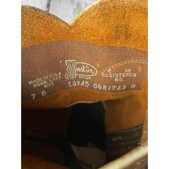 Justin Conductor 10” Work Boots Hazel Leather Mens Size 7 main image 4